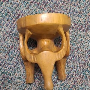 Vintage Beautiful Hand Carved Wooden Water Buffalo/OX Head Ashtray
